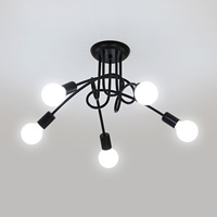 Black Modern Sputnik Chandelier, 5 Lights Mid-Century Ceiling Light for Living Room, Bedroom, Dining Room, Hallway