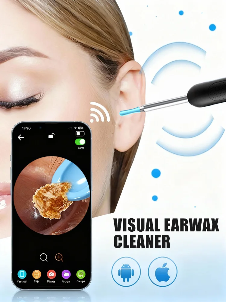 Visual Ear Wax Cleaner with Camera Safe Earwax Removal Endoscope with 5M Camera Luminous Otoscope Ear Cleaning Tools Ear Care