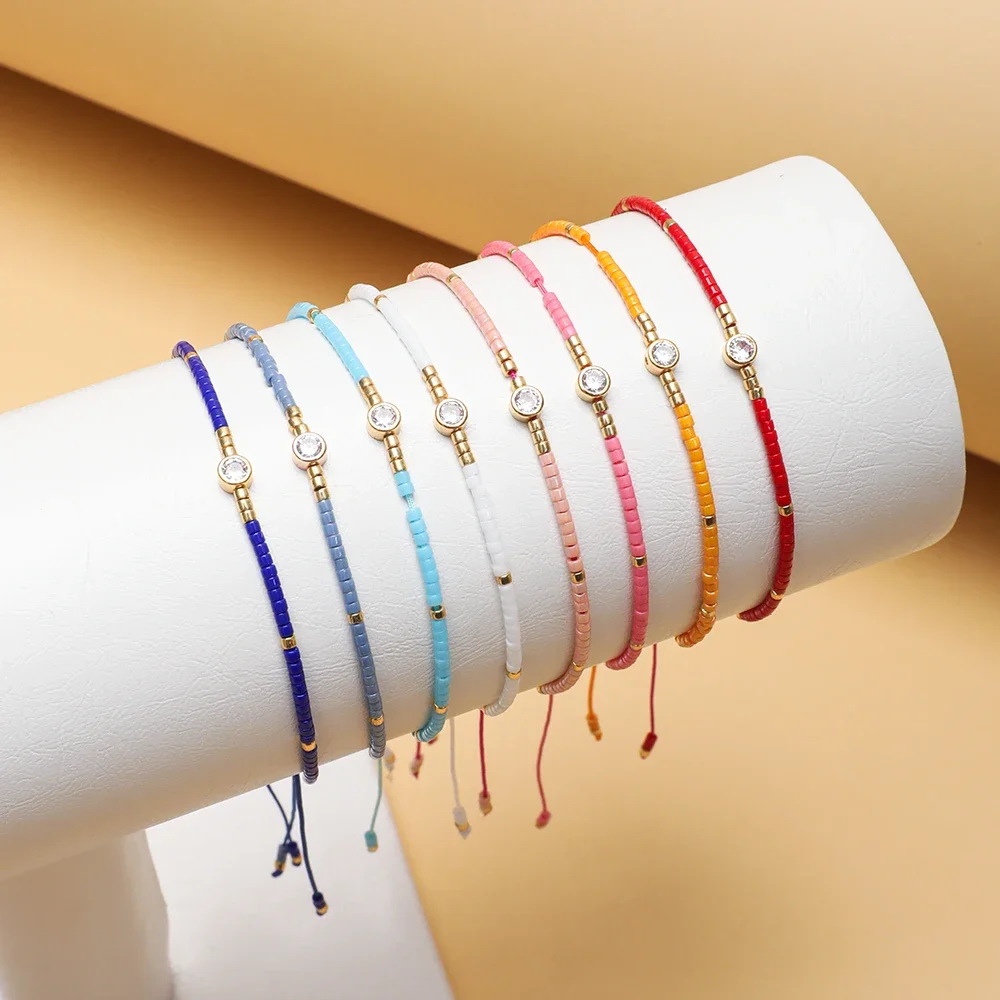 ZMZY śliczne kryształowe koraliki w kolorze malutkie Pulseras Miyuki bransoletka z drobnych koralików biżuteria moda proste bransoletki kobieca delikatna biżuteria — zdjęcie 2