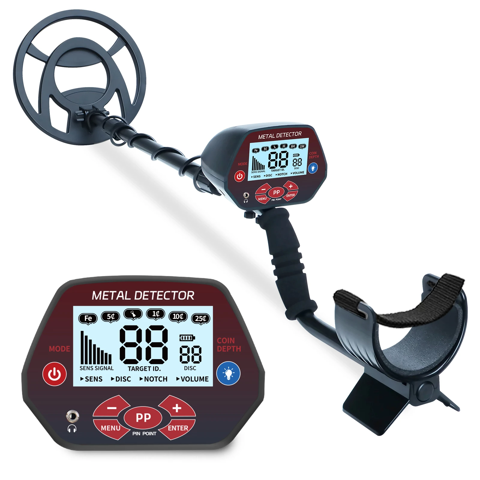 Metal detector sotterraneo impermeabile da 10 pollici, rilevatore d'oro, cacciatore di tesori portatile, strumento di ricerca sulla spiaggia