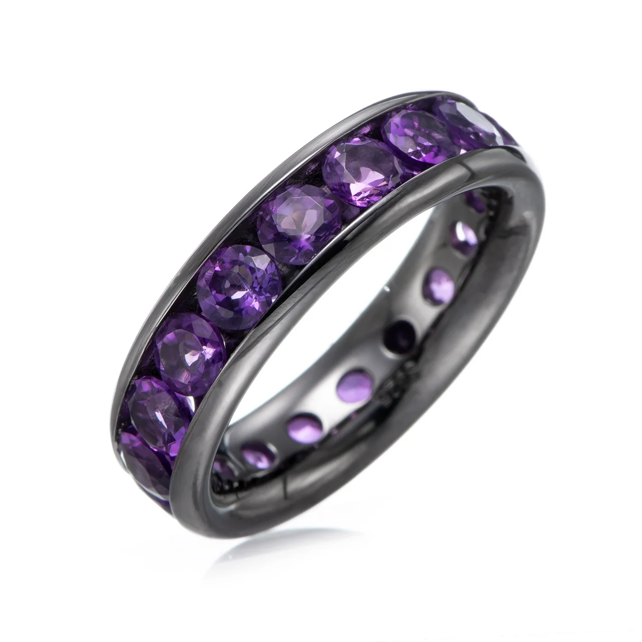 

Amethyst Black-Rhodium Over Sterling Silver Ring