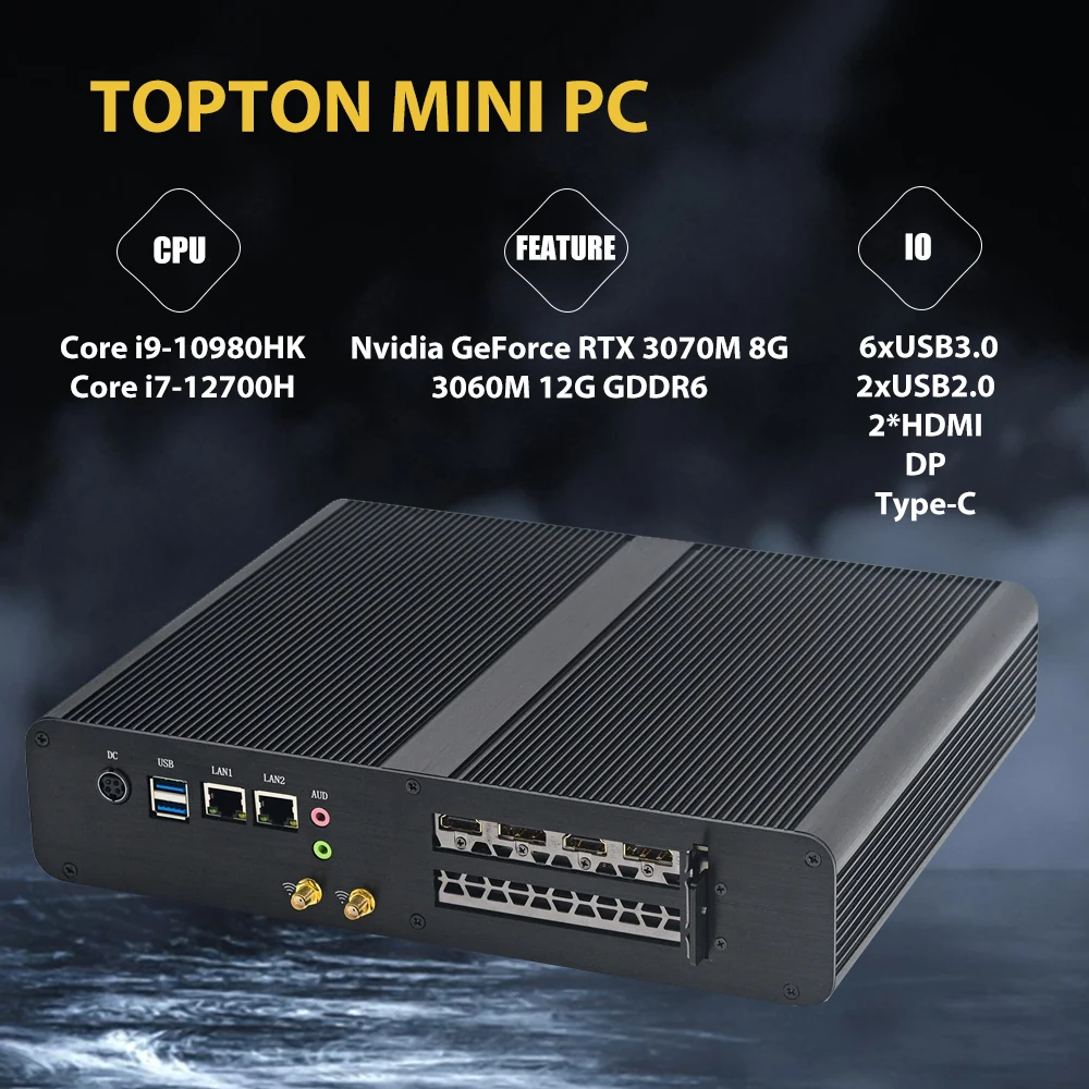 Topton Gaming Mini PC Intel i7 13700H i5 13600H NVIDIA RTX 4060 3070 8G 2xDDR5 Mini Gamer Desktop Computer Windows 11 WiFi6