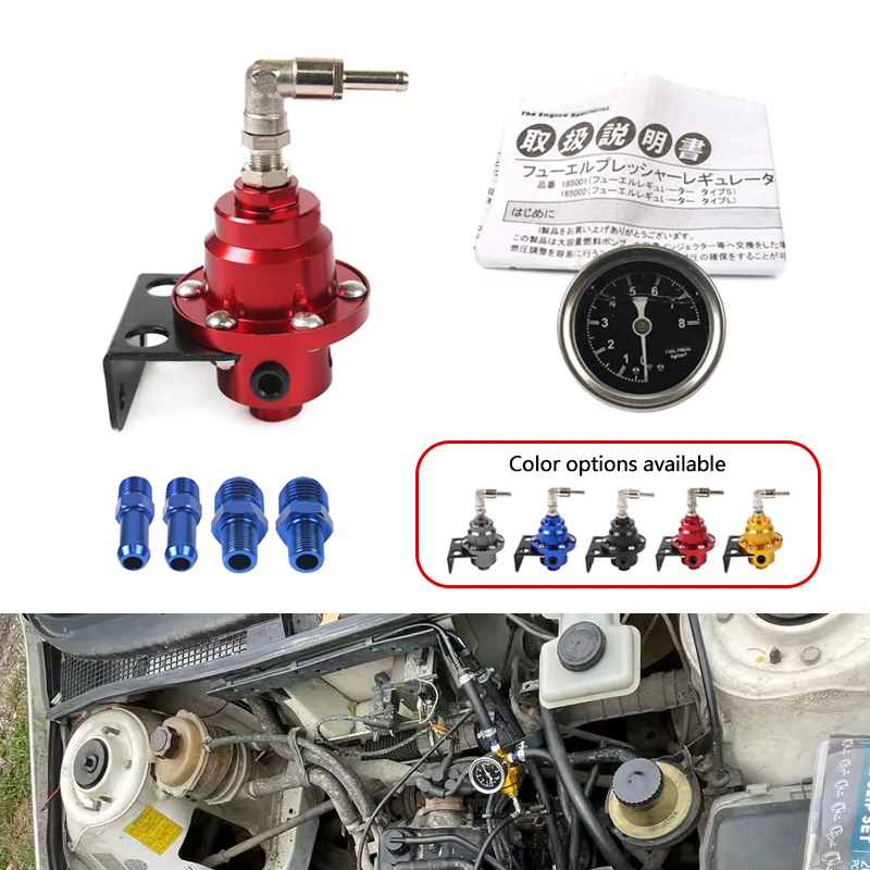 

Регулятор давления топлива, автомобильные аксессуары, комплект для тюнинга автомобиля, регулируемый топливный суперчарджер, универсальный, с манометром, синий/красный/черный