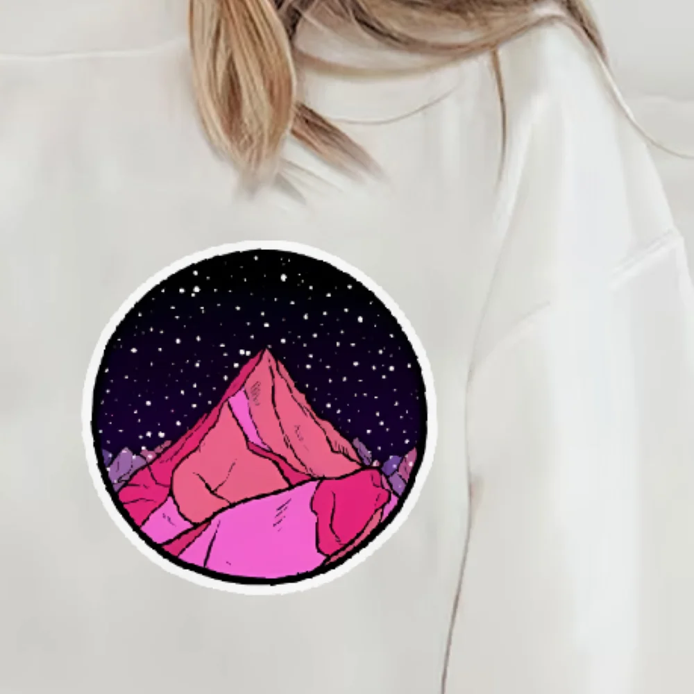 Sweat-shirt étoile de montagne imprimé cercle scénique, décontracté, ample, manches longues, relaxant, audacieux, tendance, confortable, automne hiver