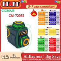 Cigman Cm-720Se 2X360 °   8 Lines Laser Level Green Cross Line Ip54 Drip & Dust Proof with Type-C Rechargeable Magnet