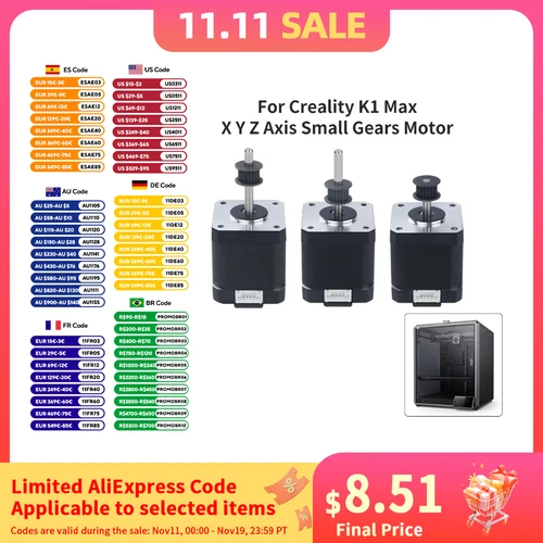 Para impresora 3d Creality K1 MAX, motores de eje XYZ con engranajes pequeños de alta precisión para pieza de impresora 3d Creality