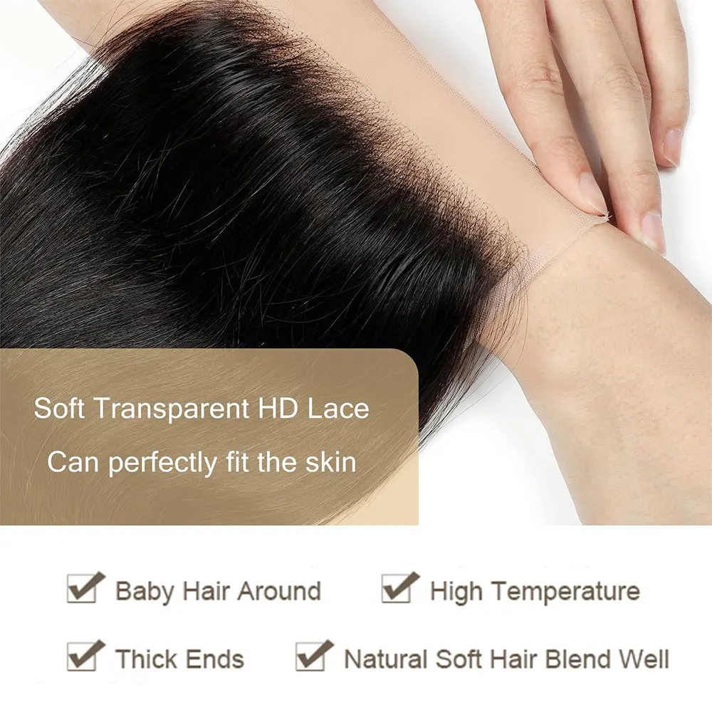 22" # 613 4X4 الاصطناعية السويسرية أعلى الدانتيل إغلاق مقاومة للحرارة مستقيم الدانتيل الشفاف مع عقدة ابيض شعر الطفل للنساء