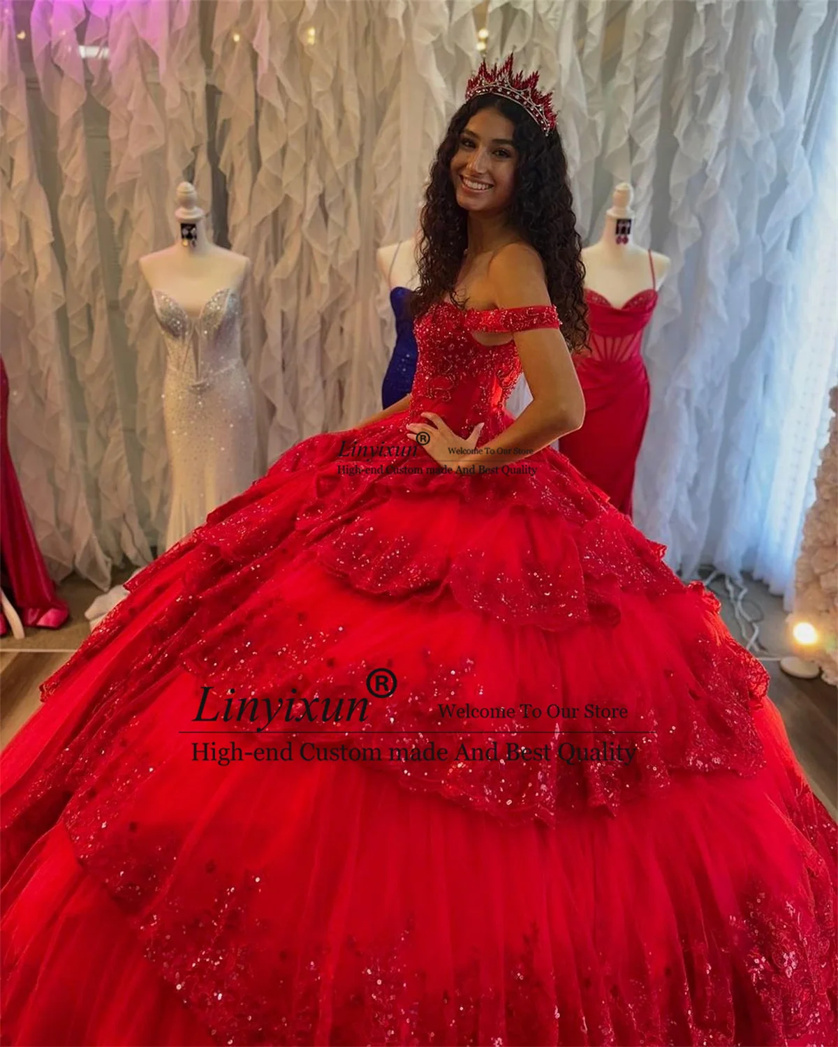 Customized Ball Gowns Quinceanera Dress Lace Appliques Beads Birthday Sweet 16 Gowns Mexican Off Shoulder Vestidos De 15 Anos