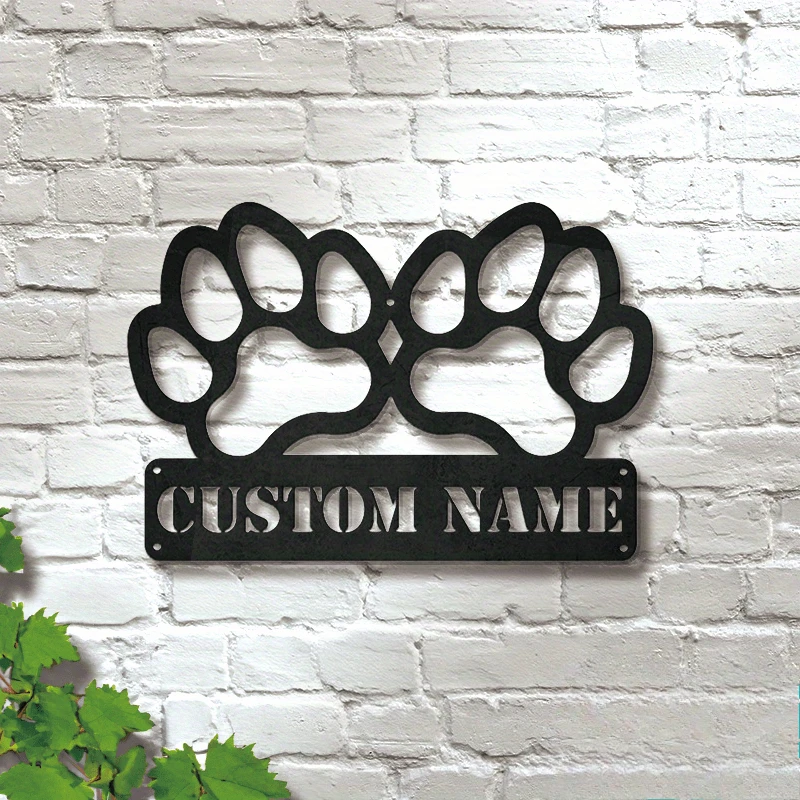 Personalized Metal Paw Print Wall Art Decorations - Suitable for Home/Pet Store/Rooms/Pet Cafe Ornaments, for Pet Owners/Lovers