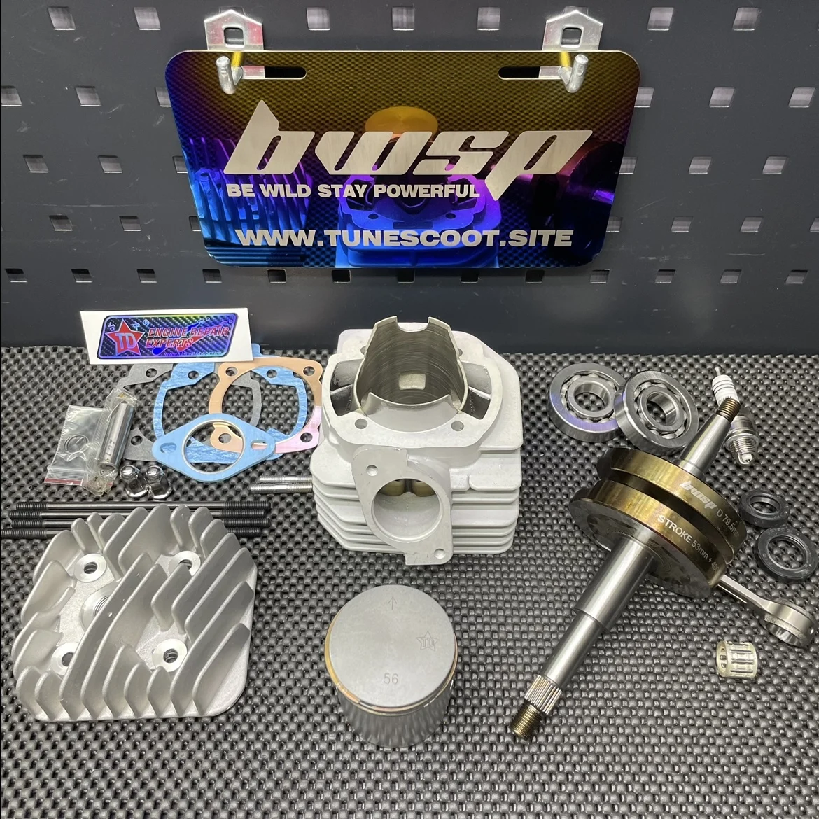 Dio50 Big Bore Kit 130cc With Air Cooled Ceramic Cylinder 56mm And Crankshaft 53mm Long Stroke BWSP A/c Set