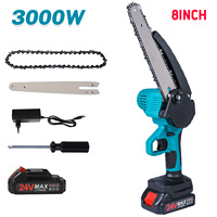 3000W 8-Inch Brushless Chain Saw Mini Handheld Pruning Chainsaw Woodworking Electric Saw Cutting Power Tool for Makita18VBattery