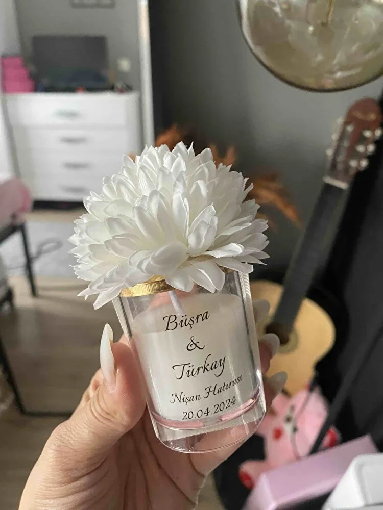 Customizable Wedding Candle Favors, Rose Candle Gifts Bulk, Baptism Gift, Bridesmaid Candle, Flower Candle, Babyshower Gift