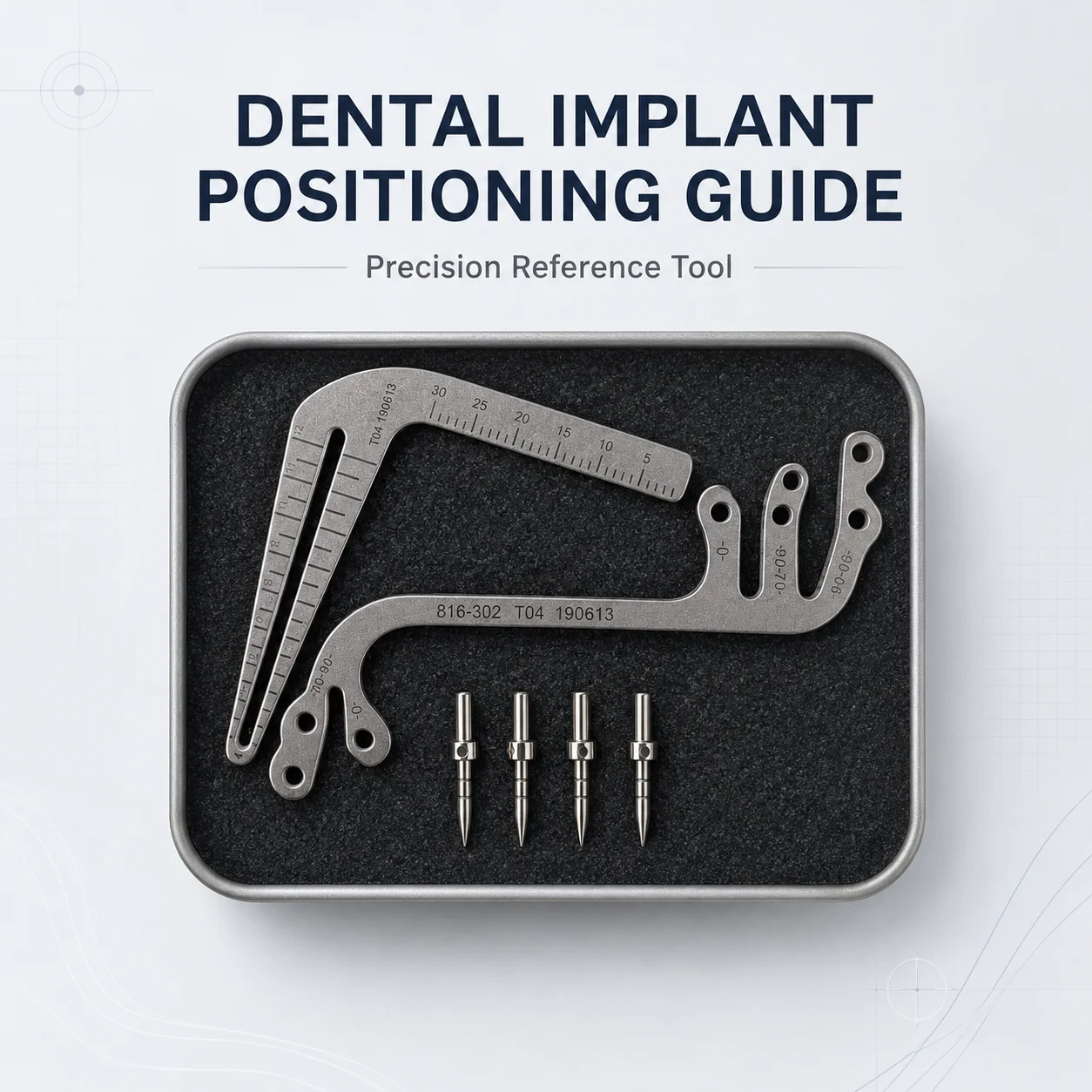 Dental Implant Surgical Guide Locator Kit Dental Implant Positioning Guide Plate with 4‑pcs Guide Pins Stainless Steel Set