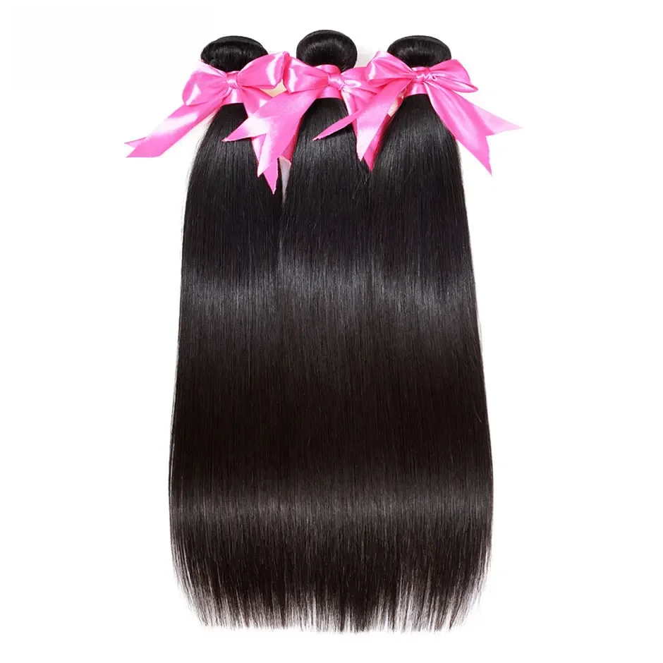 Isee Haar Braziliaanse Straight Hair Extensions Remy Hair Weave Bundels Natuur Kleur 3 Bundels Dikke Straight Menselijk Haar Bundels - afbeelding 2