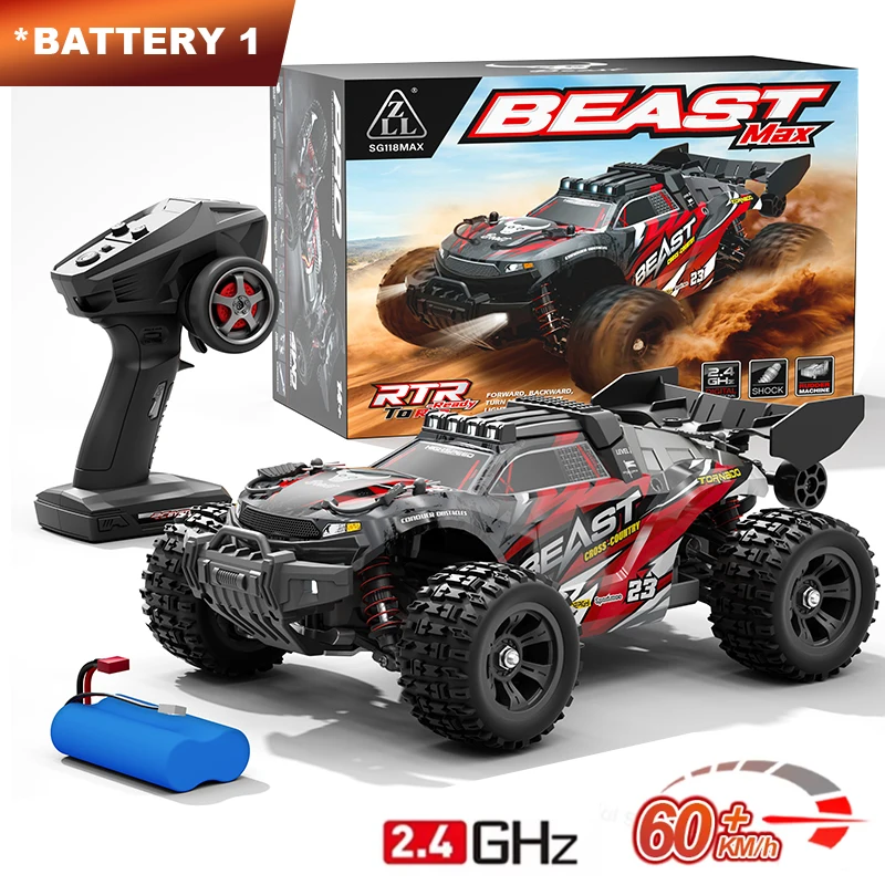 ZNLYRION Ferngesteuertes Auto SG118MAX PRO 4WD RC-Auto 1:16 Bürstenlos 80KM/H Hochgeschwindigkeits-Offroad-Monstertruck 2,4GHz mit LED-Licht für Kinder und Erwachsene