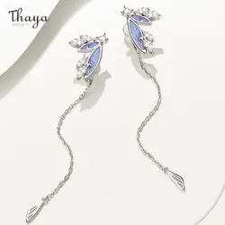 Thaya 100% S925 Sterling Silver Earring Clip Elegant Pendant Earrings Fashion Crystal Women Earrings Dangle Female Fine Jewelry