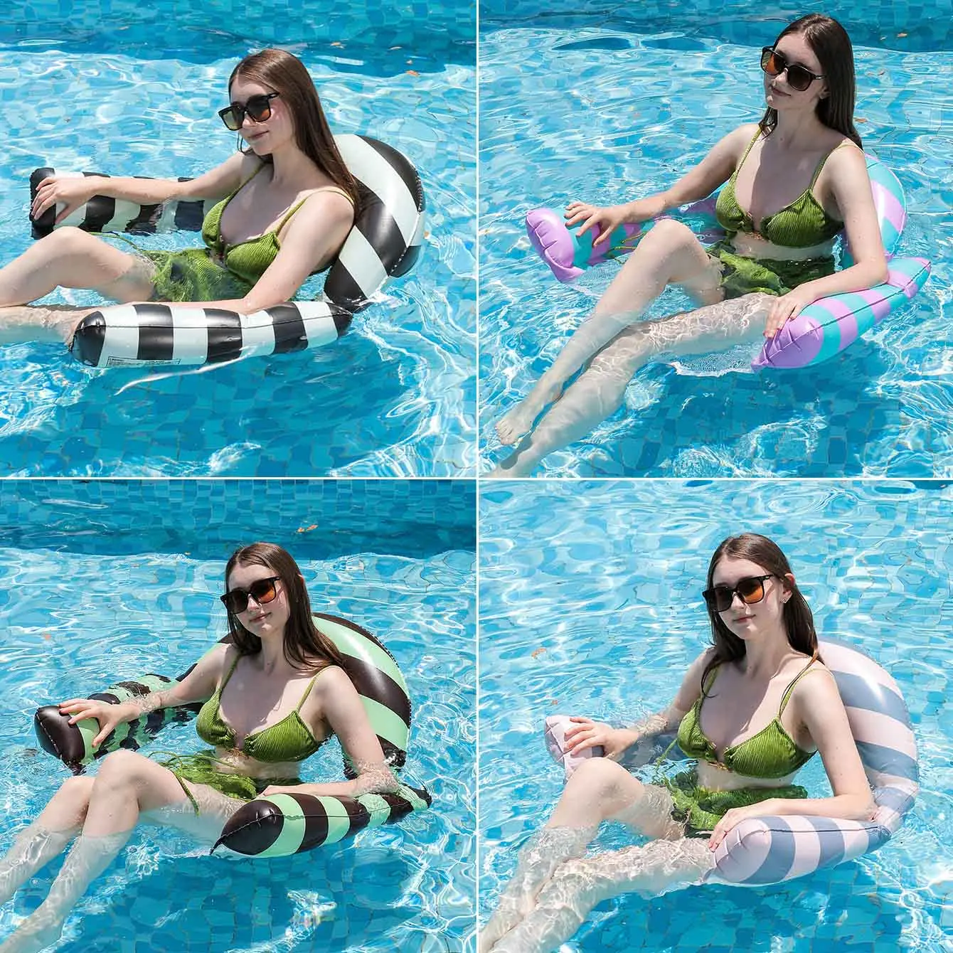 

Inflatable Pool Floats 4-in-1 Pool Hammock with Bottom Mesh 3 Tubes Inflatable Hammock for Adults, Floating Chair Bed for Travel