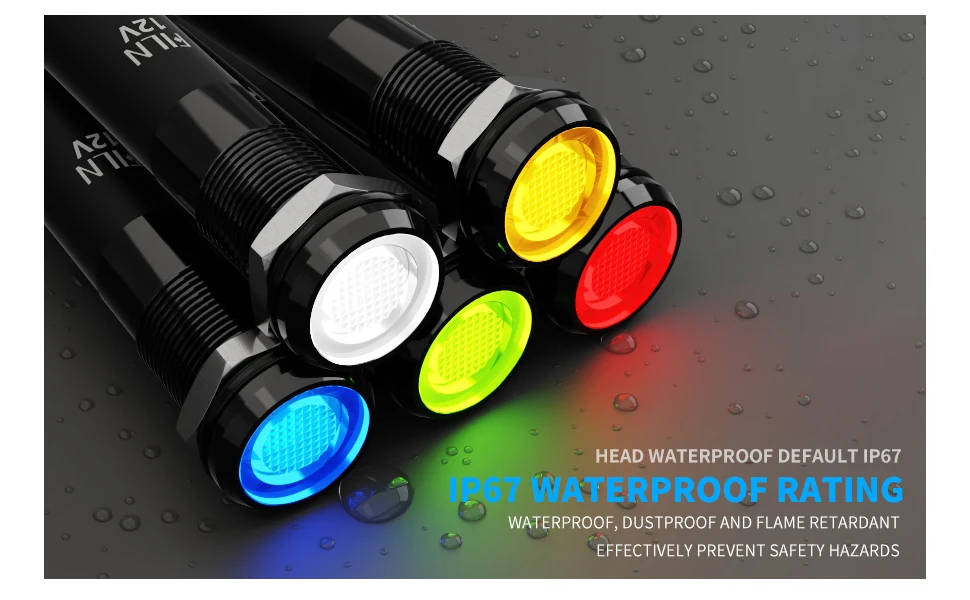 3 Stück 8mm Metall-LED-Anzeigeleuchte 12V 24V 110V 220V IP67 Wasserdichte Signallampe Flachkopf-Säulenwarnleuchte für Auto und Zuhause – Detail 6