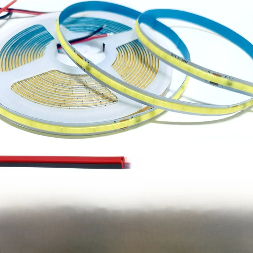 Bande lumineuse LED COB AC220V 240LED/M, Flexible, IC intelligent, pas besoin de pilote, éclairage linéaire haute luminosité RA95, blanc chaud