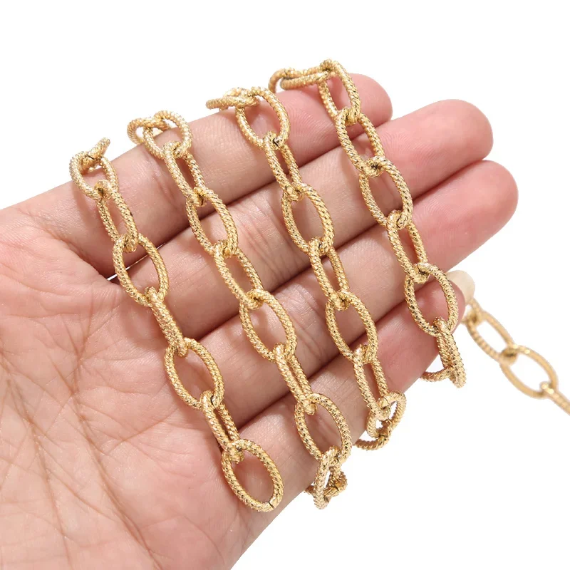 1 Meter Rvs Heavy Cirkel Rolo Chain 9X15Mm Dull Zilver Geweven Chunky Chains Voor Punk Rock sieraden Maken - afbeelding 2