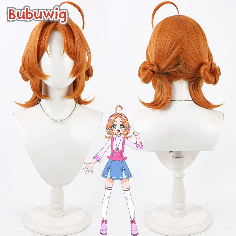

Bubuwig Synthetic Hair Akechi Anna Cosplay Wigs Star Detective Precure! Akechi Anna Long Straight Orange Wig Heat Resistant
