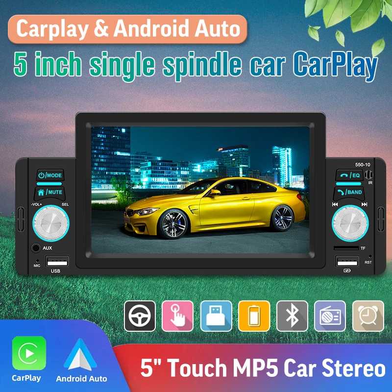 1 din Car Radio Multimedia Video Player Carplay Android Auto Touch Screen Car Stereo MP5 FM Bluetooth USB Camera Car Autoradio