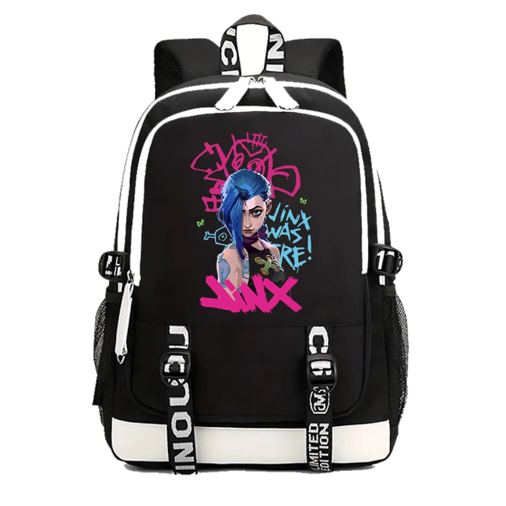 Arcane-Jinx Backpacks Girls School Bag for Teenager Laptop School Anime Backpack for Fans Gift