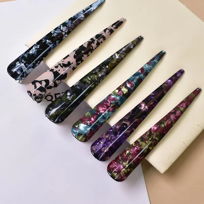 Pince à cheveux en forme de corne de bœuf, épingle à cheveux en acrylique coréenne, grande taille, imprimé Floral, Vintage, classique, accessoires de coiffure