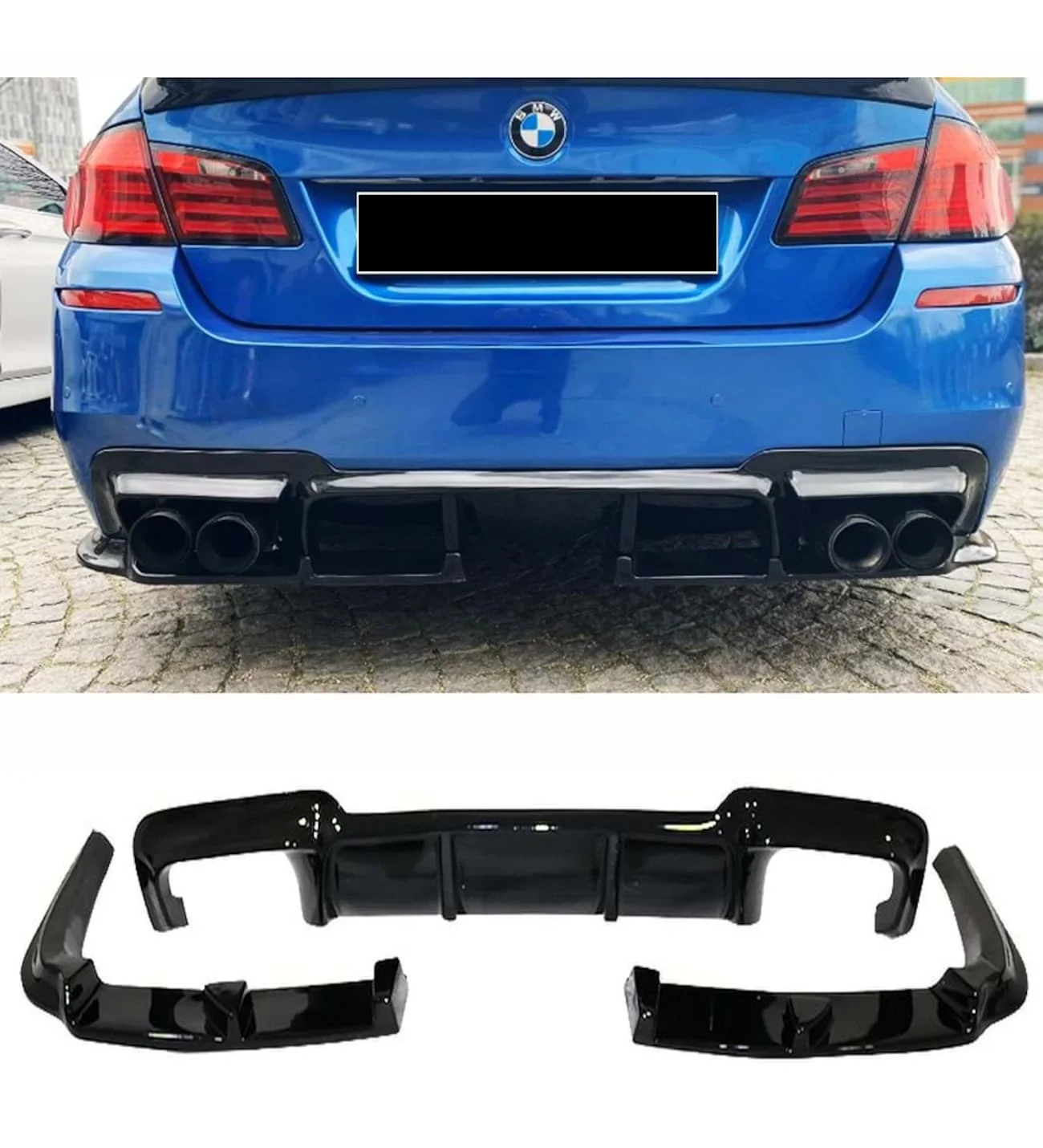 For Bmw F10 Vorsteiner 3 Piece Diffuser Piano Black Right Left Double Outlet 2010 - 2017  5 Series -Body Kit Racer Rocker New