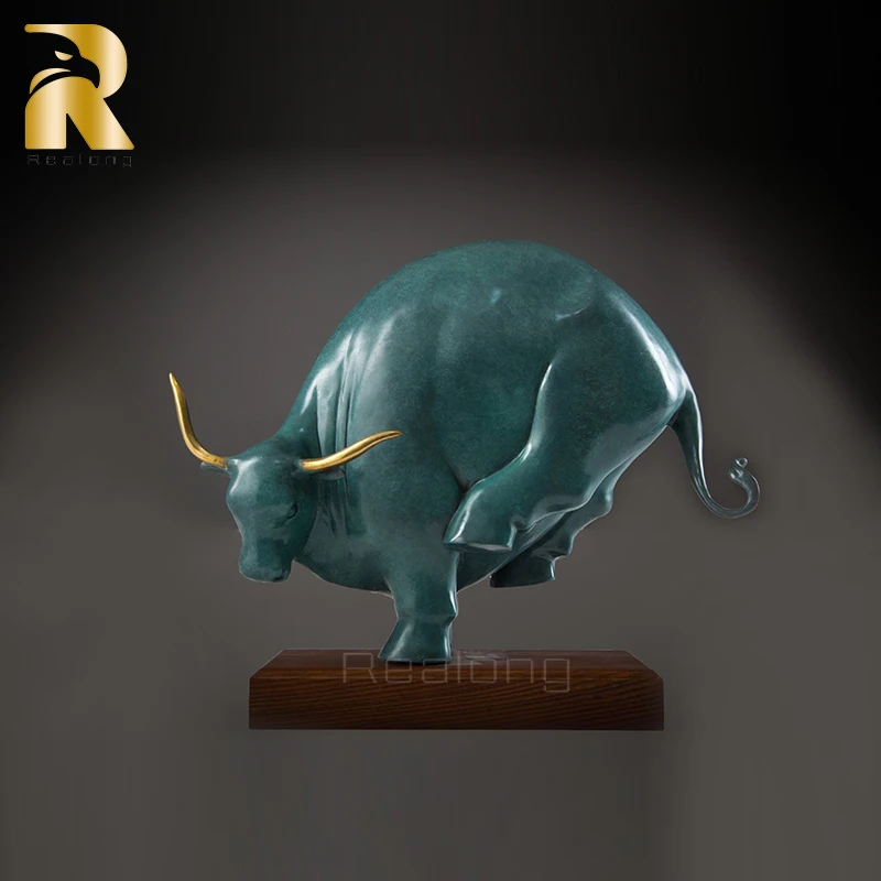 Modern Art Bronze Bull Statue Abstract Bronze Bull Sculpture Bronze Casting Art Figurine For Home Office Decor Ornament Gifts