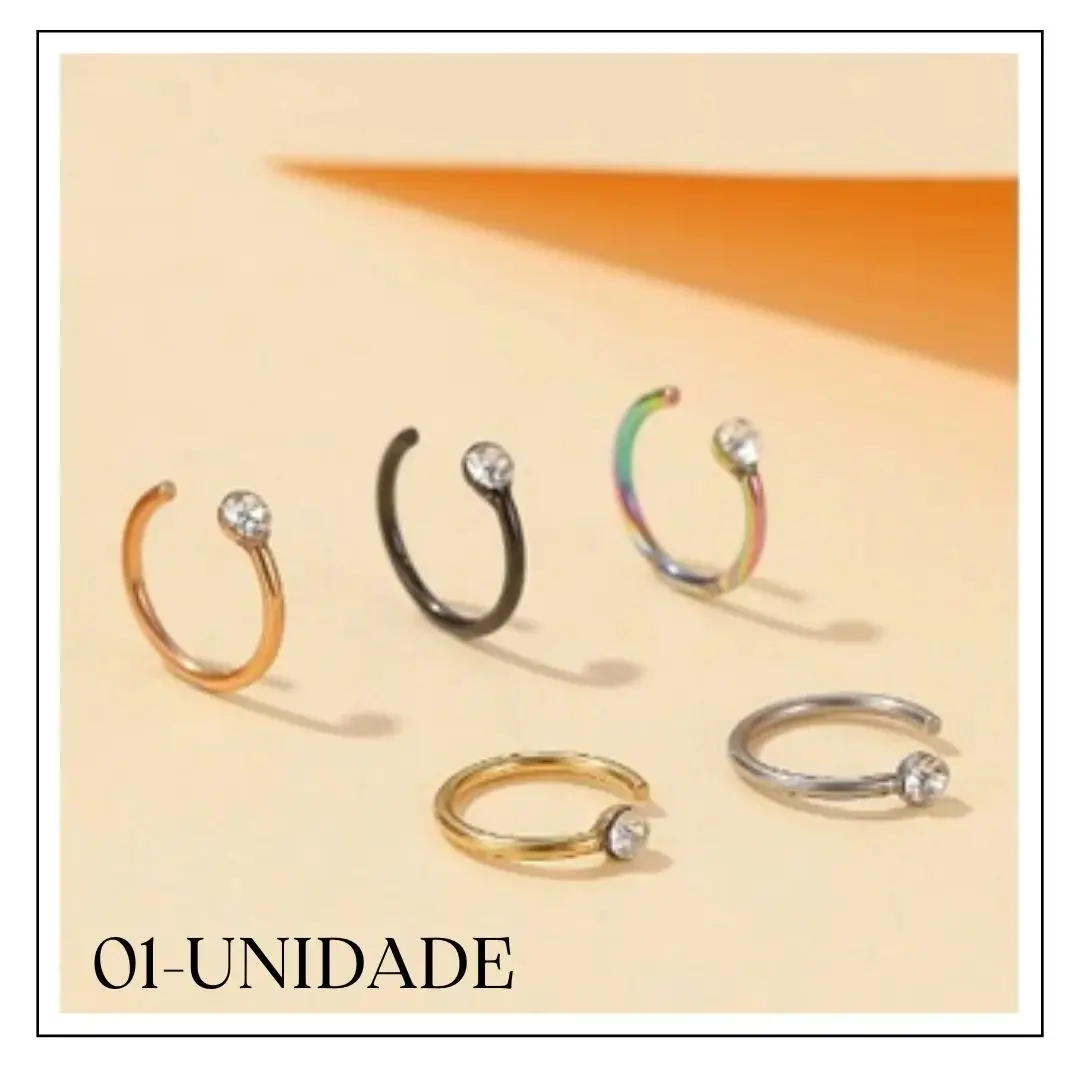 1 Piercing Argola Aço Inoxidável Zircônia / Septril /Rook/Conch/Nariz Dourado