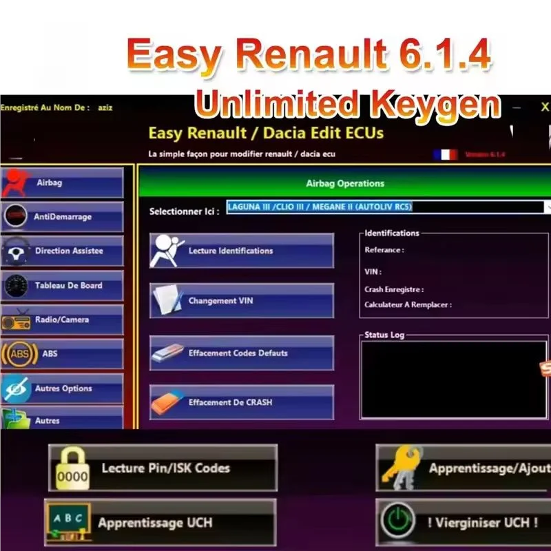 Easy Renault 6.1.4 Car accessories Software for Renault ECU Programmer Clear Crash Airbag Card Keys UCH Cleaner WORK with OBDLi