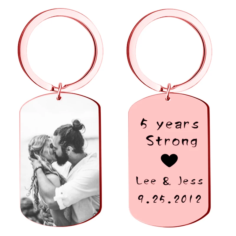 New Pattern Custom Photo Key buckle Couple Stainless Steel Key Chain Laser Engraving Name Date Custom Gift Key Accessories