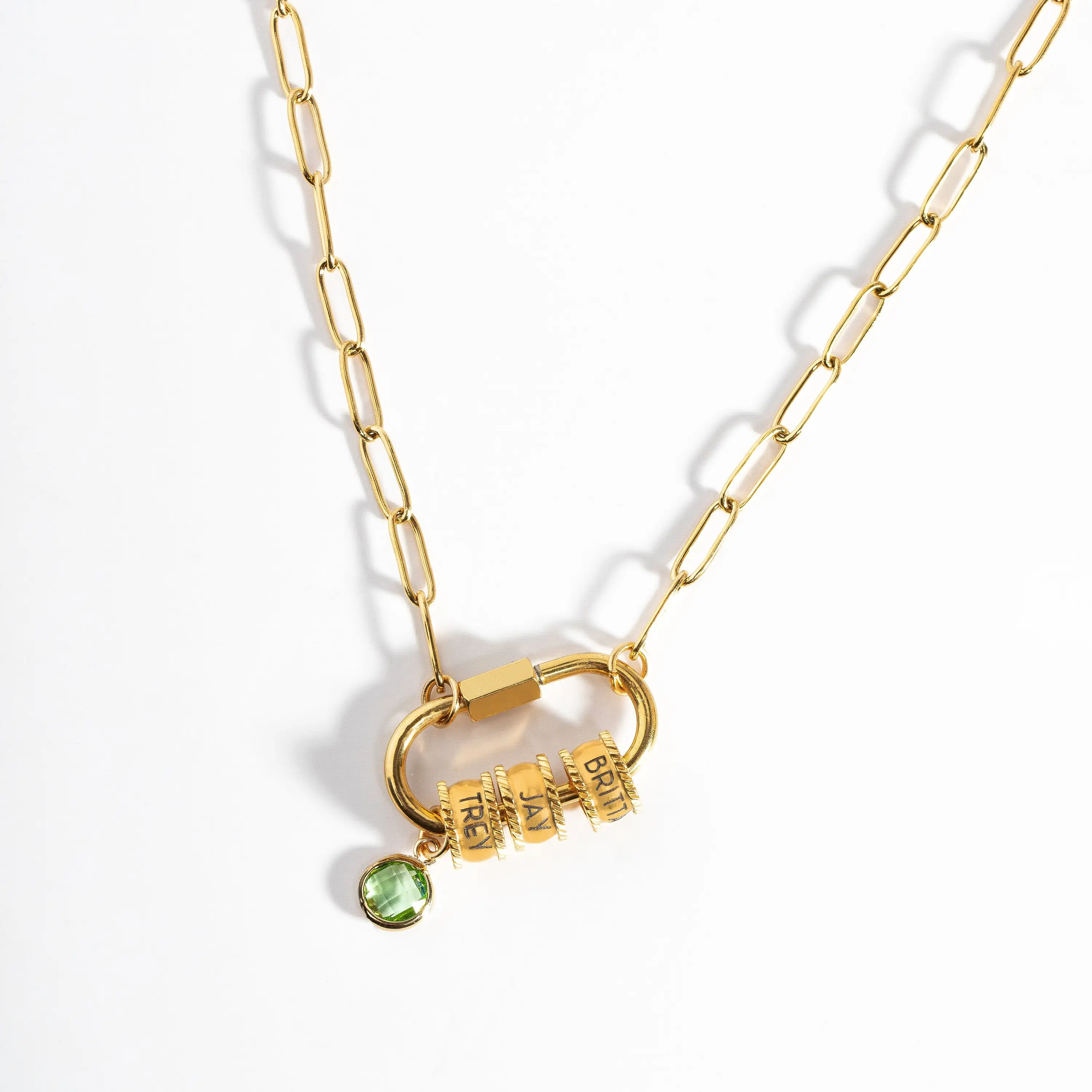 Carabiner Name Charm Necklace for Her Lock Necklace with Birthstone Personalized Jewelry Gift For Her Multiple Name Necklace