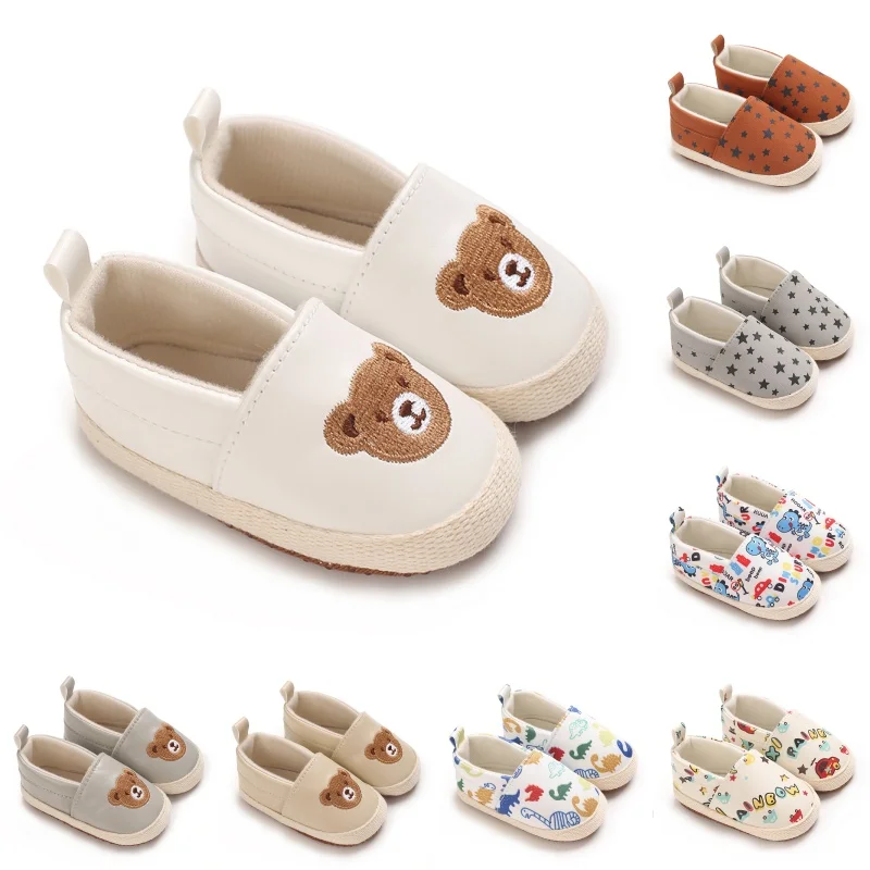 

Cute 0-18M Baby Boy And Baby Girl Slip On Flat Shoes For Toddlers Athletic Soft Soled Cotton Cute Cartoon Baby Crib Shoes