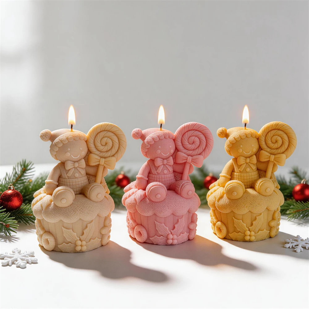 Christmas Gingerbread Man Silicone Mold Christmas Ornaments Soap Concrete Soy Wax Candle Silicone Mould Christmas Home Decor