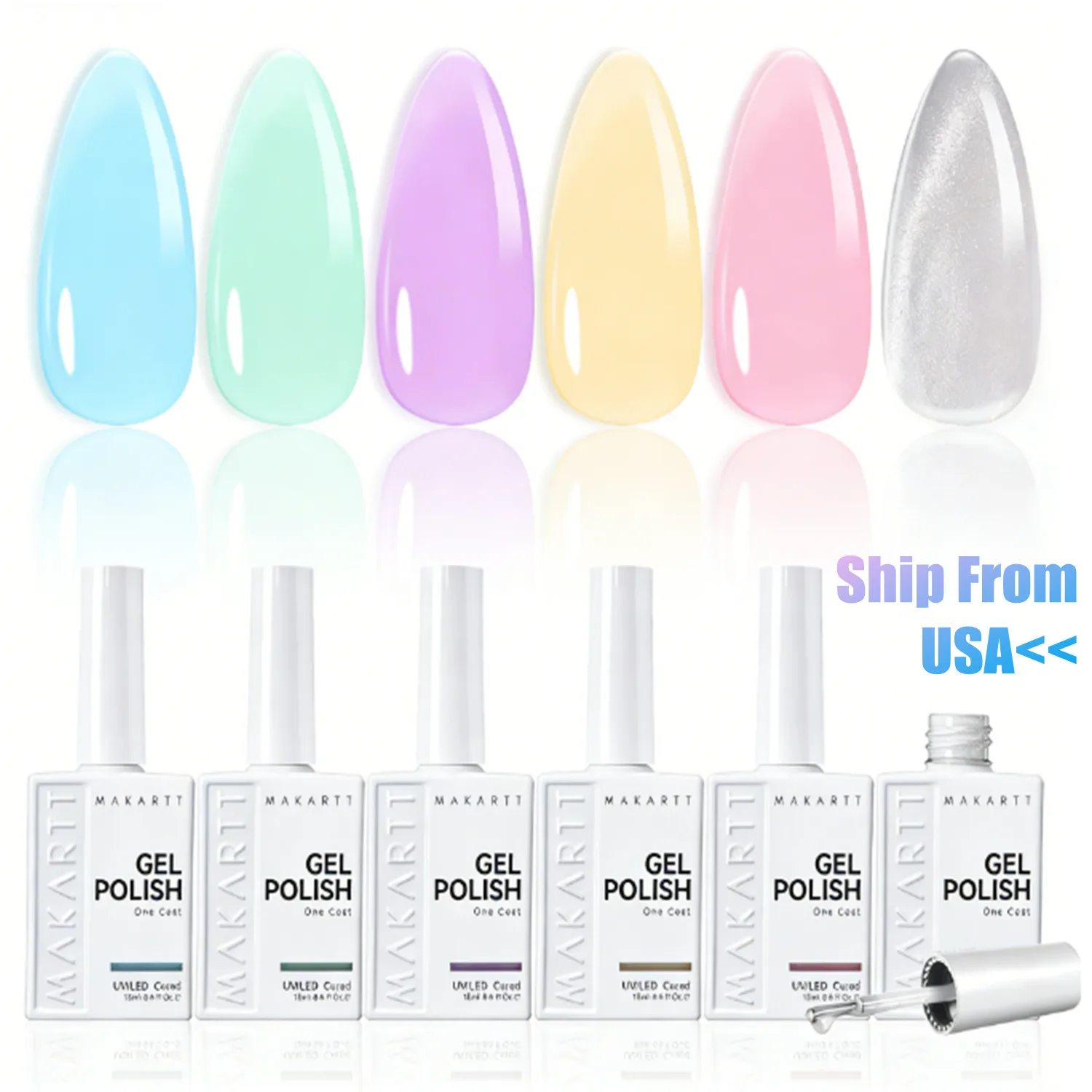 

Makartt 6 Colors Pastel Jelly Gel Polish 15ML Translucent UV LED Cat Eye Spring Summer Nail Art Manicure Kit Gift for Women