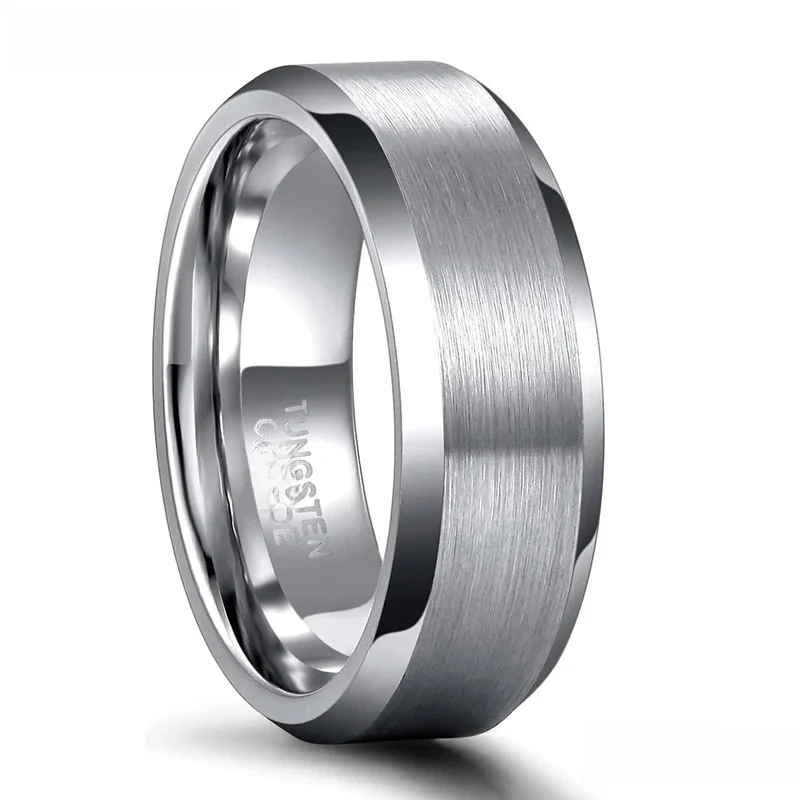 Tigrade 4/6/8mm pierścionek zaręczynowy z węglika wolframu szczotkowany szary kolor srebrny obrączka dla mężczyzn kobiety pierścionki dla par komfort — zdjęcie 2