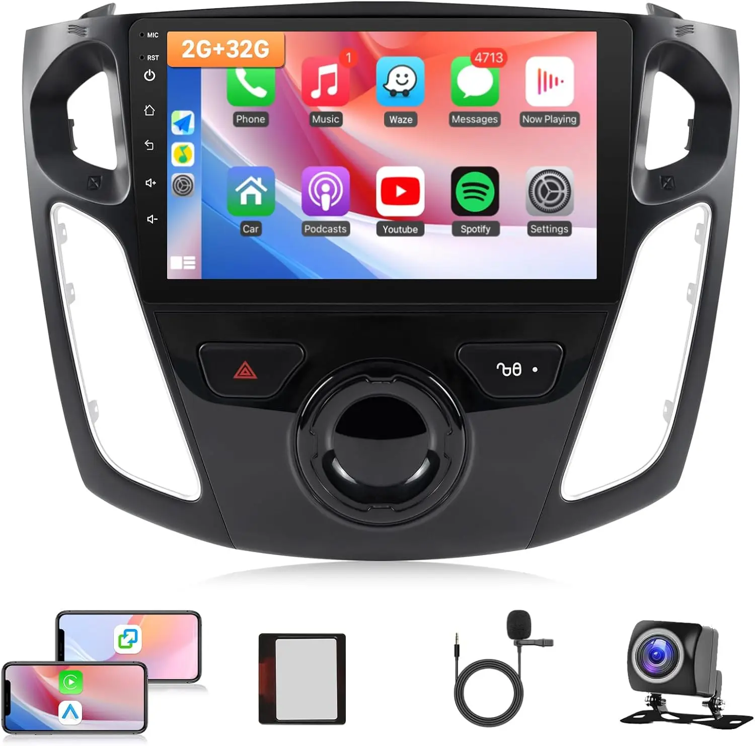 

9-дюймовая автомагнитола для Ford Focus 2012-2018 с сенсорным экраном, Carplay и Android Auto для головного устройства Focus