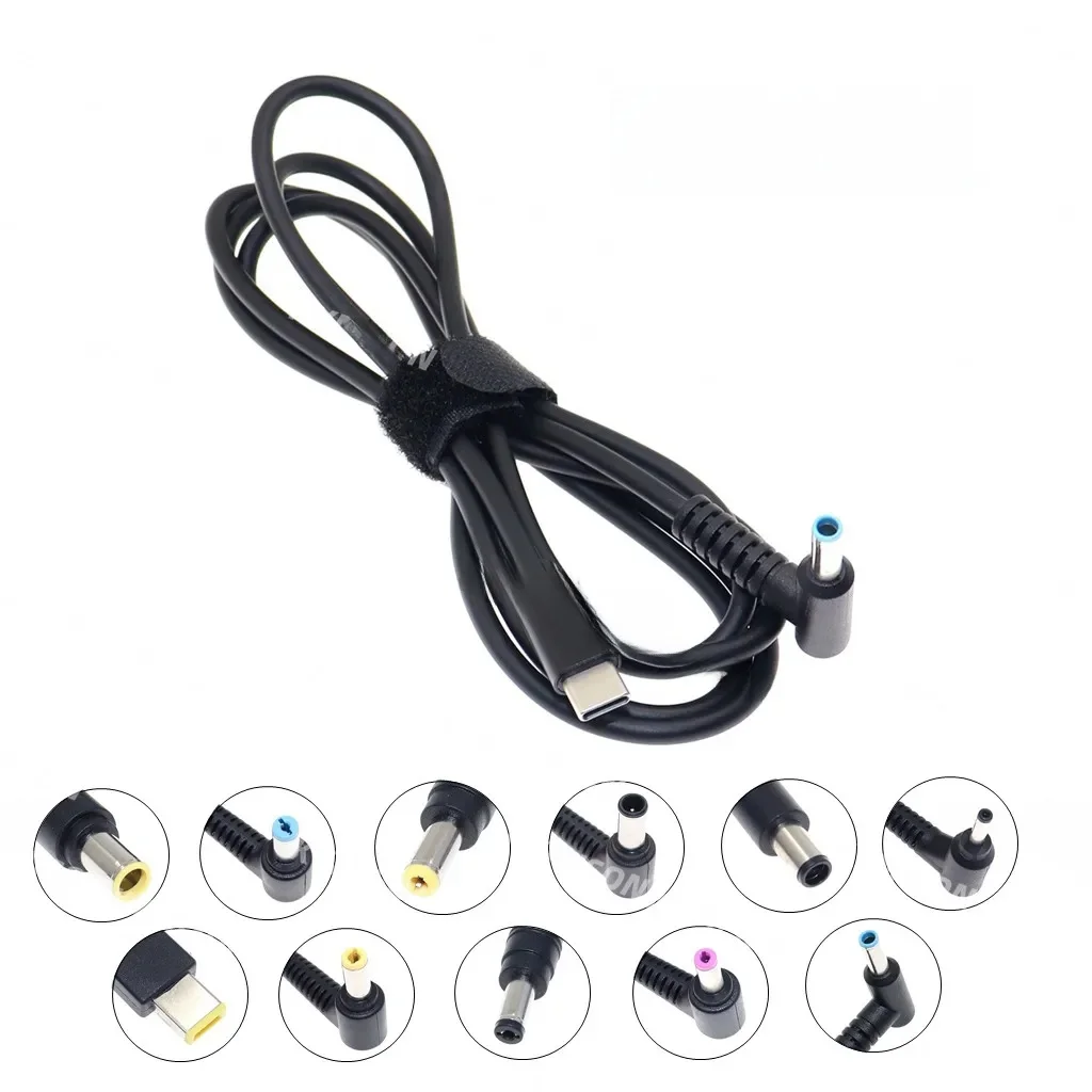 Kabel ładujący USB typu C PD Przewód zasilający DC Konwerter gniazda na 13-wtyczkę męską do ładowarki laptopa Lenovo Asus Dell Hp — zdjęcie 2
