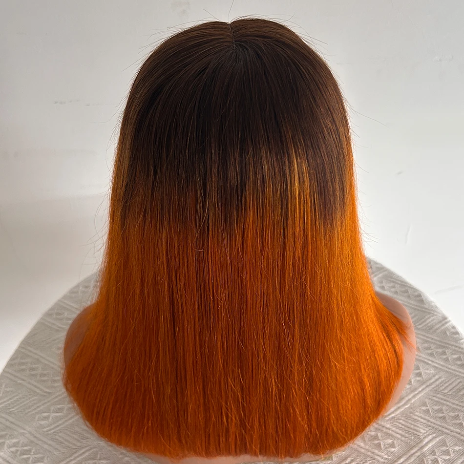 

5x5 T4/350 Glueless Short Bob Wig 250% Density Brown With Ginger Orange Layered HD Lace Front Wig 100% Vietnamese Human Hair Wigs Pre Cut Super Double Drawn Bone Straight Colored Bob Wig Virgin Lace Frontal Wig Pre Plucked