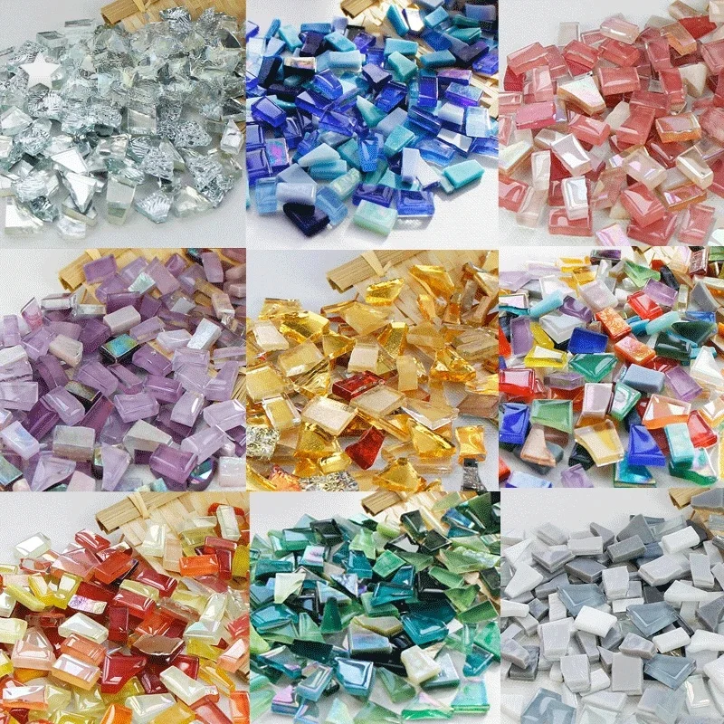 100g Przezroczyste szklane płytki mozaikowe Wielokolorowy kawałek mozaiki DIY Mozaika do robienia kamieni dla rzemiosła Hobby Arts Dekoracja ścienna domu arte — zdjęcie 2