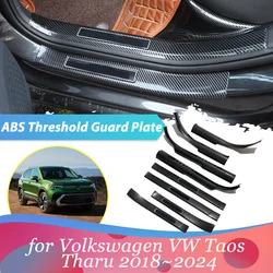 Car ABS Welcome Pedal for Volkswagen VW Taos Tharu 2018~2024 2019 Door Sill Scuff Threshold Guard Plate Part Sticker Accessories