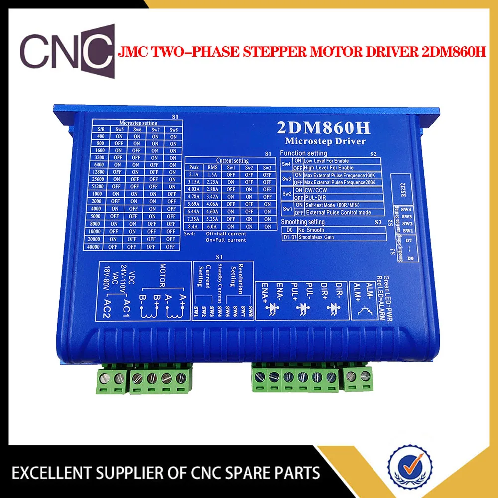 

JMC 2DM860H Stepper Motor Driver Two Phase 24-110VDC/18-80VAC Current 8.4A CNC kit For engraving machine