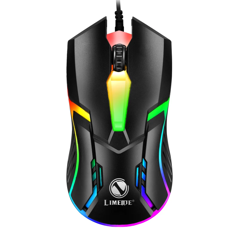 Mouse gaming wired 3d rgb led backlight usb preto branco cor mouse jogos de computador para desktop computador portátil gamer mouse