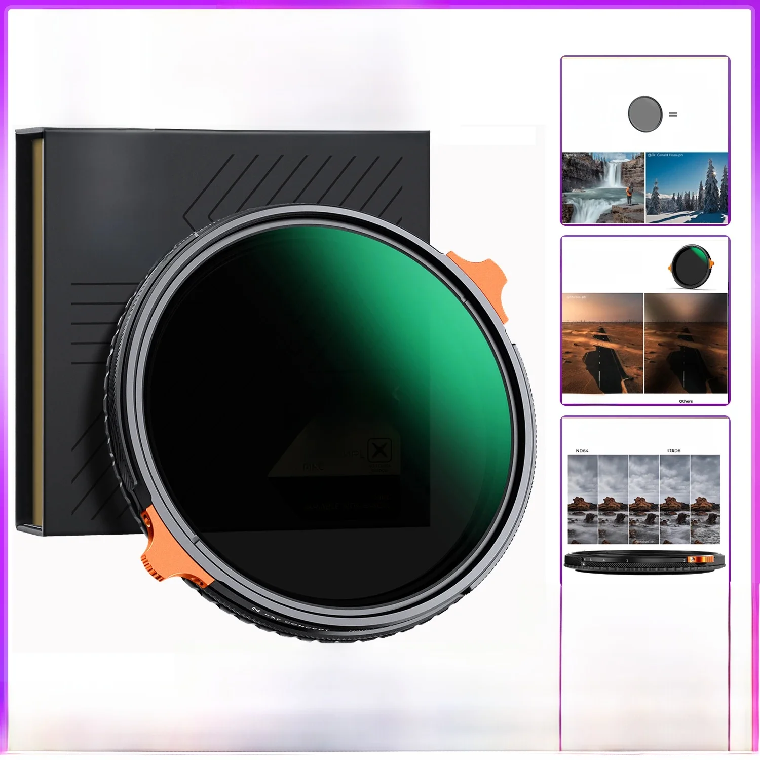 K & F CONCEPT-Lentilles d'appareil photo pour Nikon, 2 en 1 Pound CharacterX, filtre azican circulaire, variable volontairement 4 à volontairement 64, 37-82mm, ND, CPL