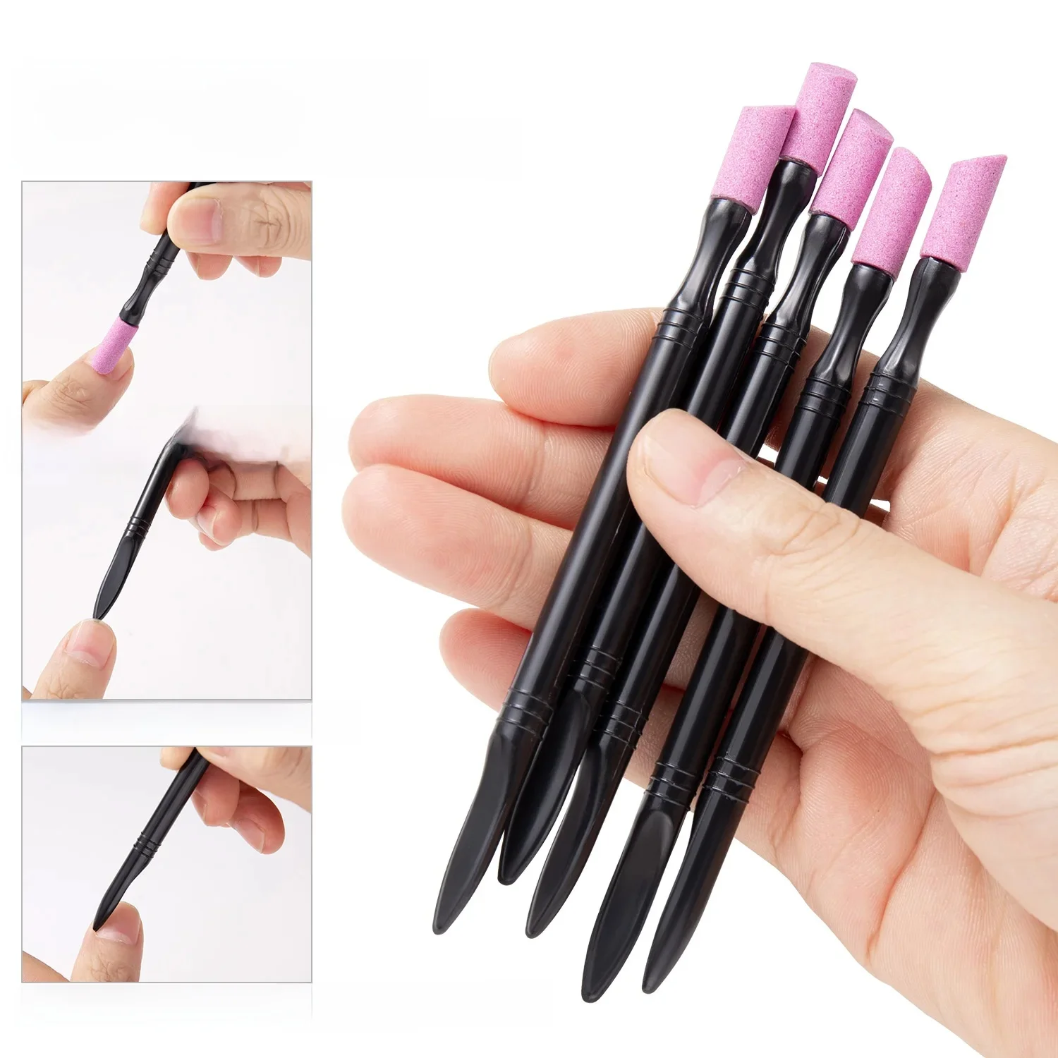 1/5 SZT. Kwarcowy Pen do Paznokci, Odpychacz do Skórek, Patyczek do Manicure, Pilniki do Paznokci, Pióro do Szlifowania, Usuwacz Martwego Naskórka do Naturalnych Paznokci — zdjęcie 2