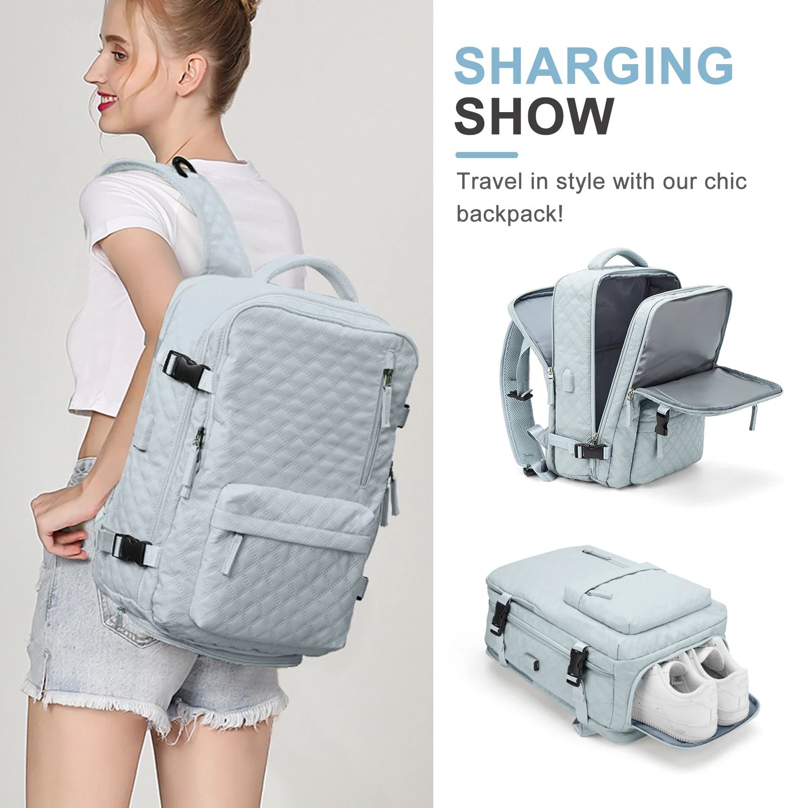 Large Women's Travel Backpack, Hand Luggage Backpack, Waterproof Carry-Ons Daypack, Men’s Aeroplane Laptop Backpack School Bag