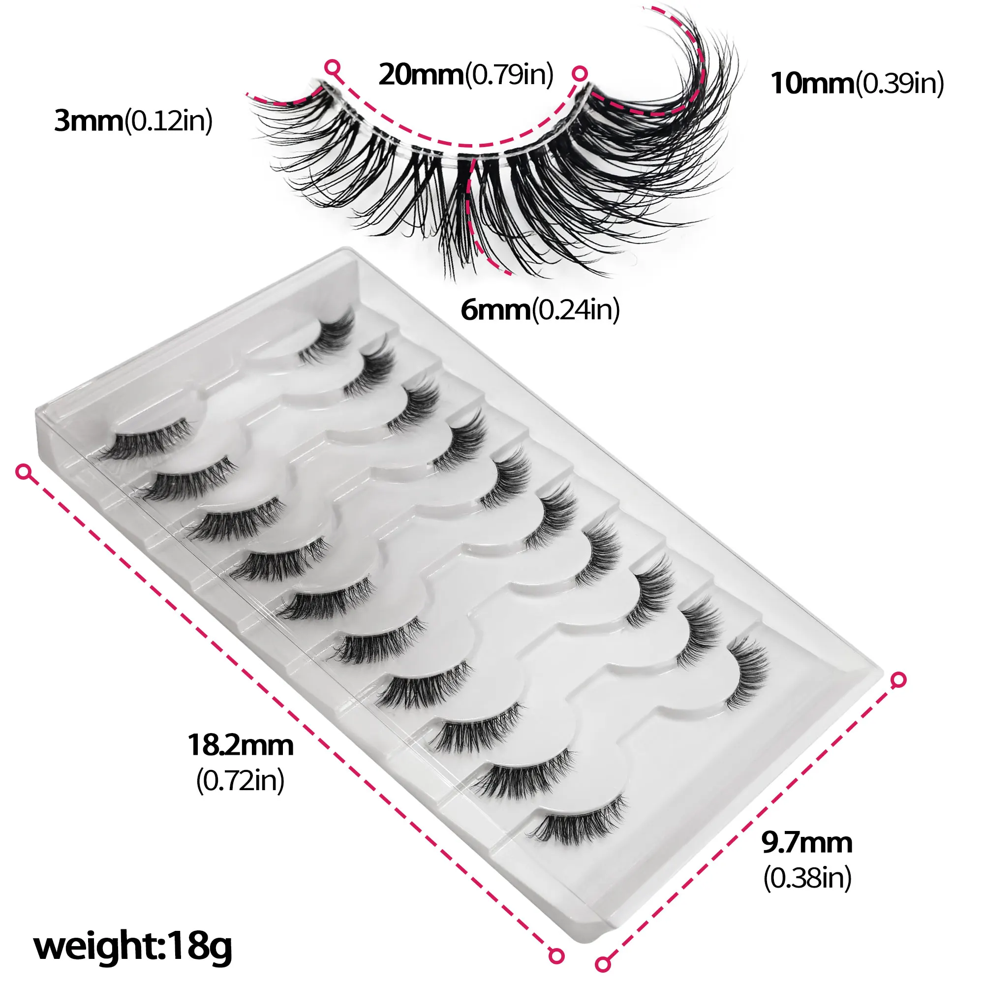 10 Paar halblange künstliche Fuchsaugen-Wimpern, natürliche und lange 3D-Katzenaugen-Kurzwimpern, Make-up-Tools, Weihnachtsgeschenk. – Detail 4