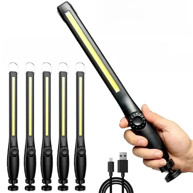 1-10 stks USB Oplaadbare COB LED Zaklamp Magnetische Werklamp Haak Zaklamp Draagbare Lantaarn Inspectie Camping Auto Reparatie Lamp - afbeelding 2